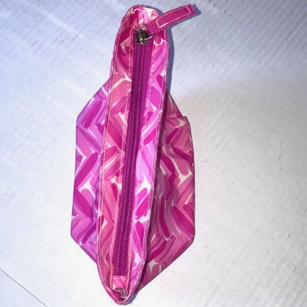 SCOUT Cosmetic Makeup Zip Bag Pouch Pink White Abstract Watercolor 5 x 4 x 5 in